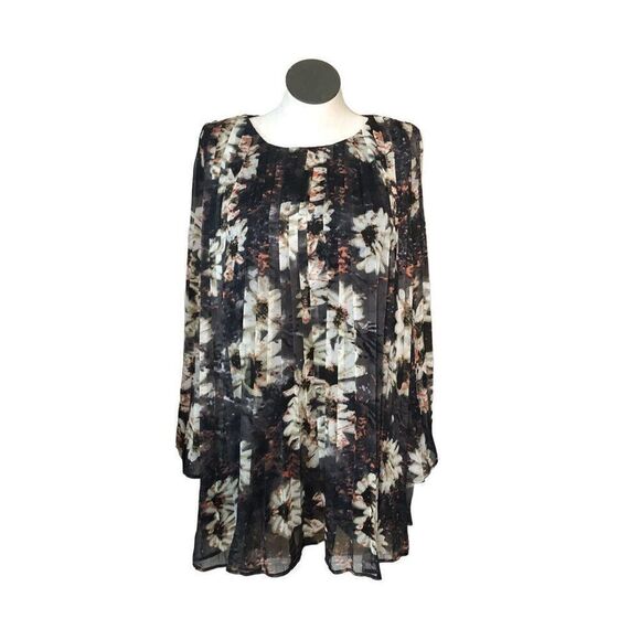 Loveriche Womens Dress M Black Long Bishop Sleeve Floral Whimsigoth Modest - Picture 1 of 6
